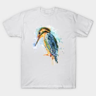 Kingfisher Bird Watercolor Painting T-Shirt